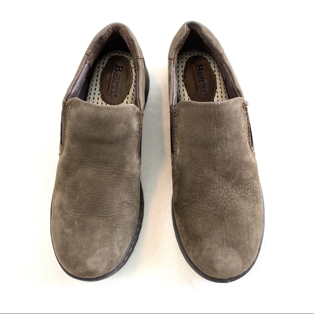 Born Phoebe Nubuck Taupe Slip On Loafers - Picture 2 of 15